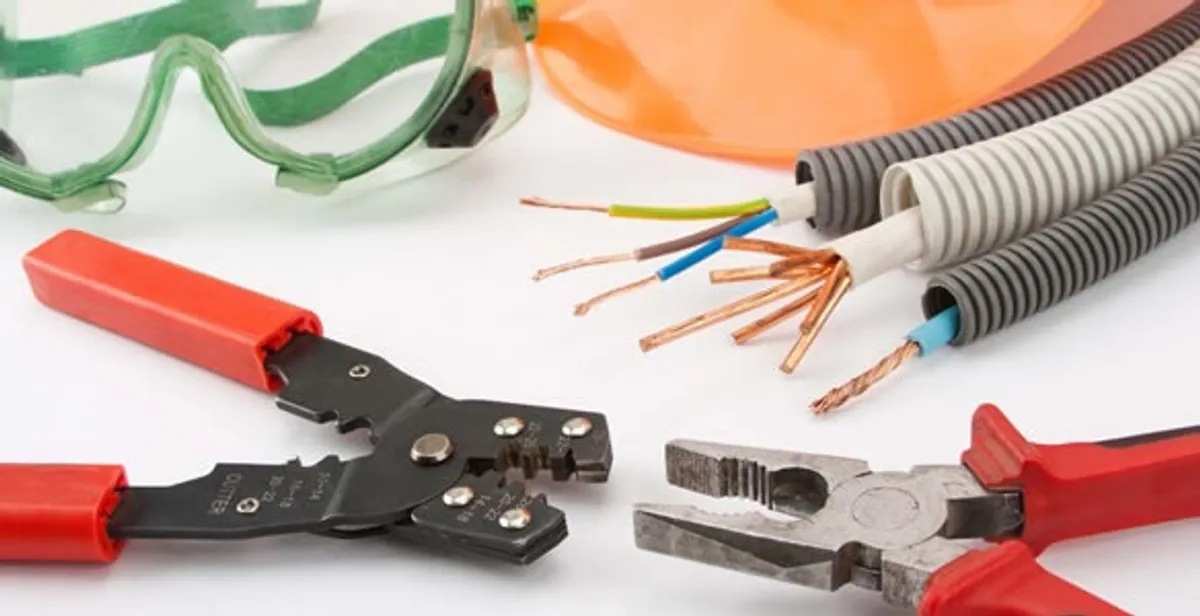 Electrical wiring repair with professional tools and safety equipment in Eagle Lake, FL