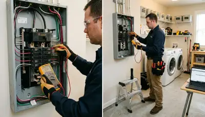 Electrician performing a home electrical inspection in Lakeland, FL