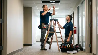 Smoke detector installation by an electrician in a Lakeland, FL home