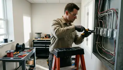 Electrician repairing a wall switch in a Lakeland, FL home